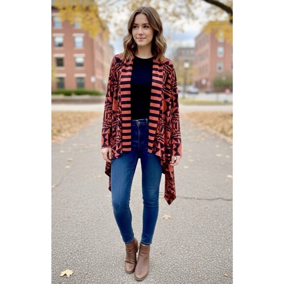 Volcom Women’s Southwestern Aztec Print Waterfall Open Front Cardigan Size XS-S - Picture 2 of 9